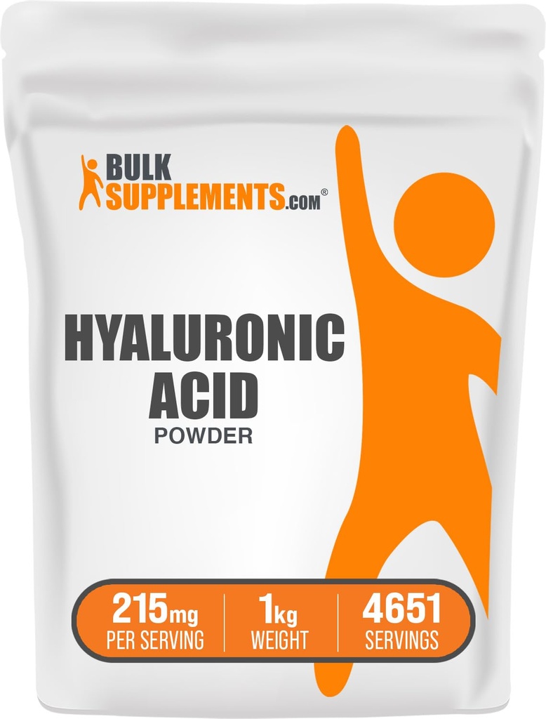 BulkSupplements.com Hyaluronic酸粉末 - ナトリウムHyaluronate、Hyaluronic酸サプリメント - 食品グレード、グルテンフリー - サービングあたり215mg、1kg(2.2ポンド)(パッケージ1)