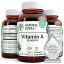 ナチュラルヌトラビタミンA 10,000 IU Softgels - 高効力の目と皮膚のビタミン - グルテンフリー - 視力と皮膚の健康のためのサプリメント - 男性と女性のための魚の肝臓油、グルテンフリー100 Softgels(2パック)