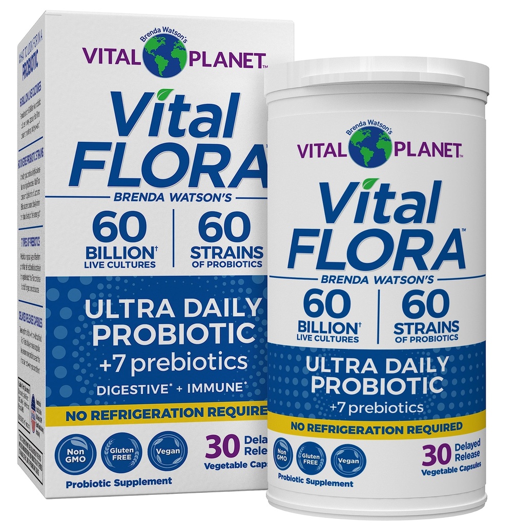 ヴィタルプラネット - Vital Flora Ultra Daily Probiotic 60 Billion CFU、60 Diverse Strains、7 Organic Prebiotics、免疫サポート、ダイジェストヘルスシェルフ、女性と男性の30カプセルのための安定したプロバイオティクス