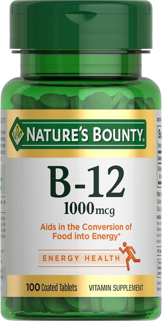 ビタミンB12は、自然植物、ビタミンサプリメント、エネルギー代謝と神経系の健康、1000mcg、100錠をサポートしています