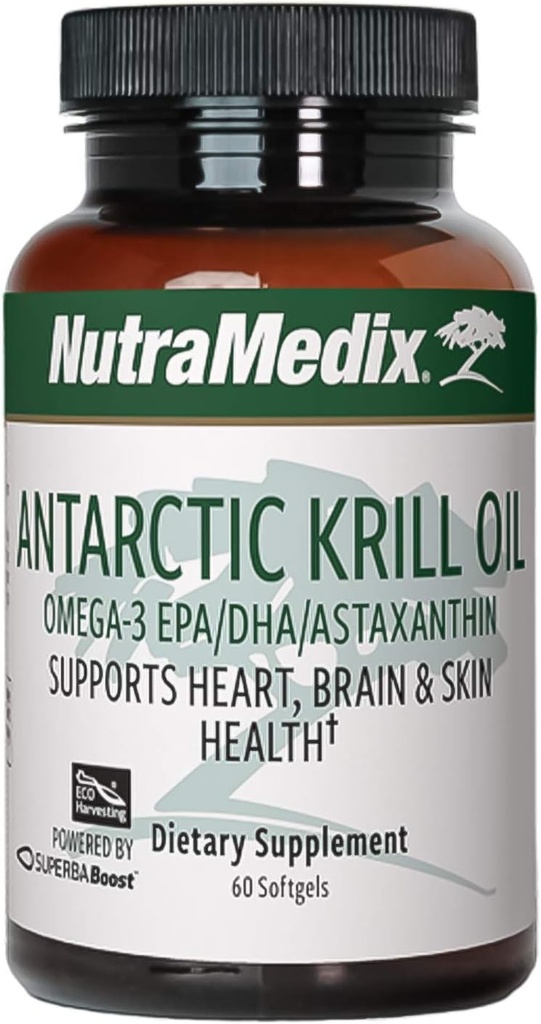 NutraMedixのAntarcticのKrillオイル500mg -魚油の補足- Omega-3s (EPA及びDHA) +アスタキサンチン-接合箇所、免疫、中心、レバー及び頭脳の健康サポートのための赤いKrillの補足(60のSoftgels)