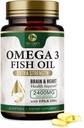 Omega 3 魚油の丸薬 2400mg - トリプル強度オメガ 3 魚油サプリメント - ベスト EPA & DHA 脂肪酸 脳の健康サポート、自然のオメガ3 サプリメント、30 日供給 - 60 ソフトゲル