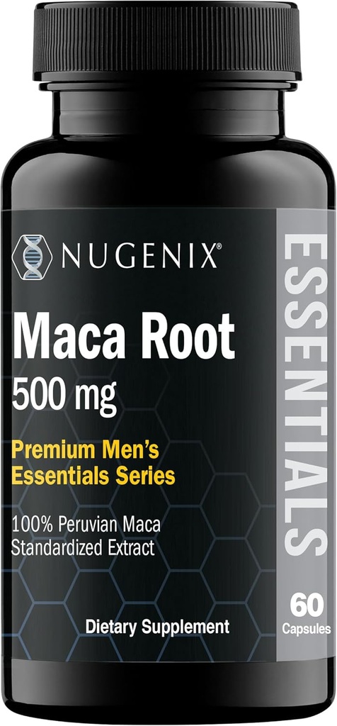 Nugenix Essentials Maca Rootパウダーカプセル - 100%ペルーマカエキス、ペルージンセン、MacaPrime - 60カウント