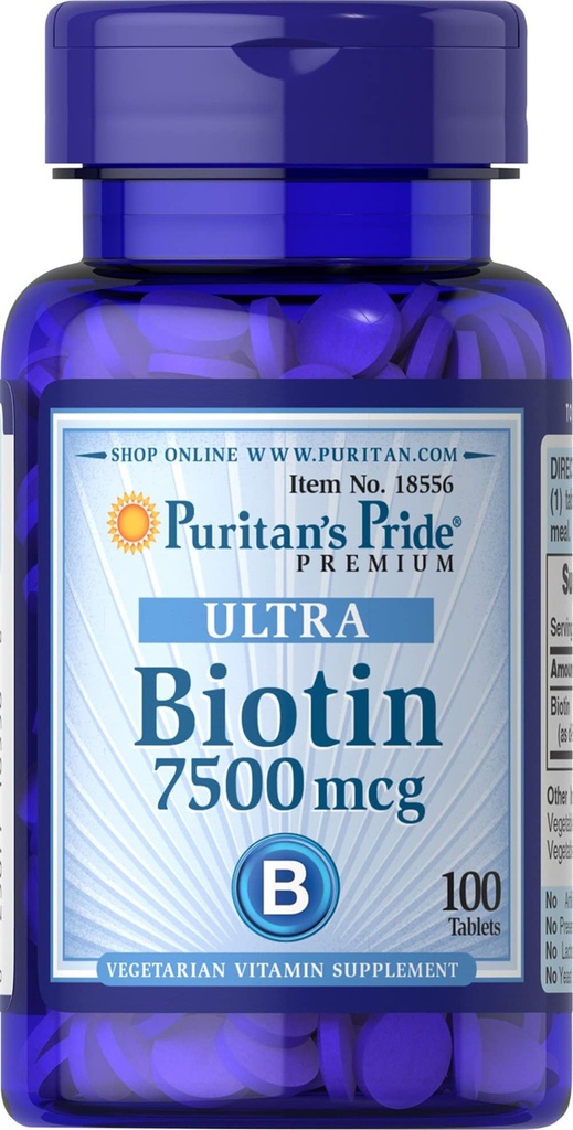 Puritanのプライドビオチン7500 mcg、健康な毛サポート、100の計算、100の計算(パッケージ1)