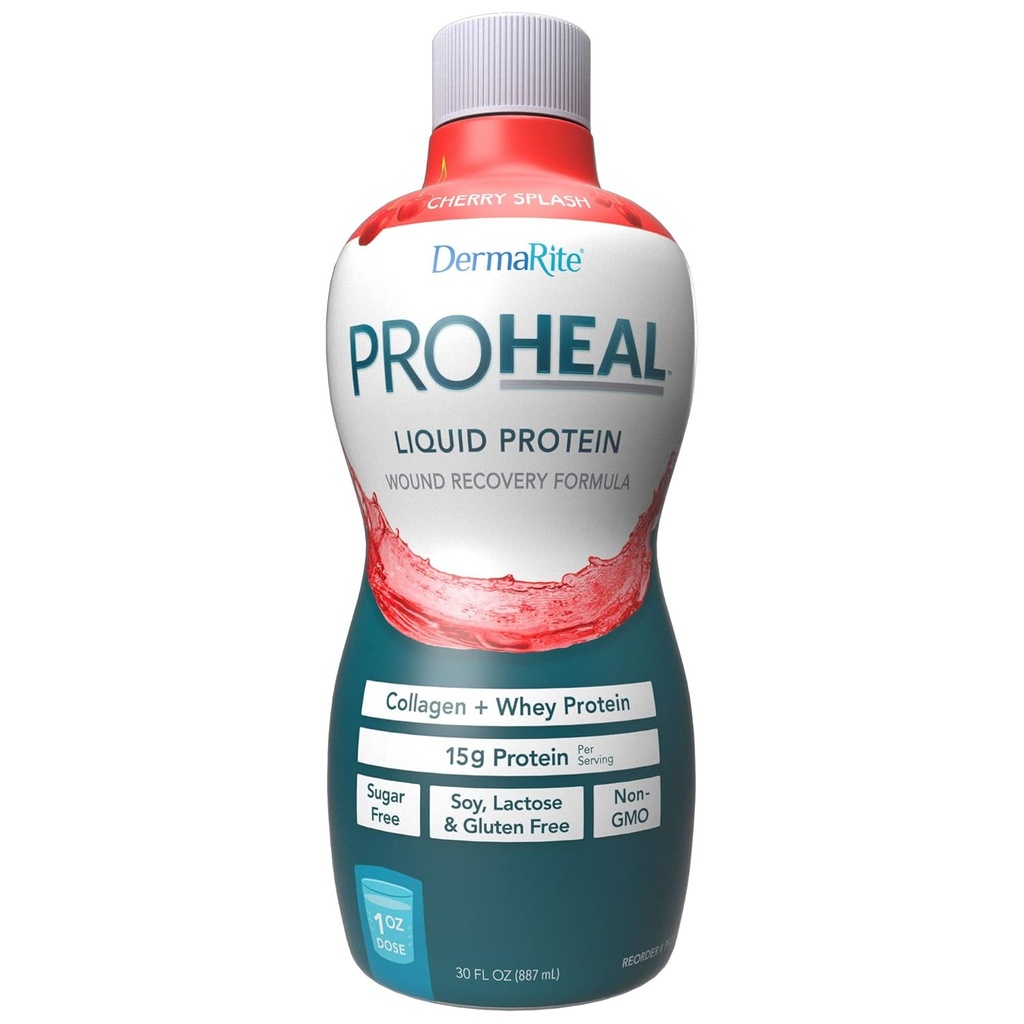 DermaRiteのProHeal Proteinの補足-液体蛋白質の傷の回復方式、コラーゲンの15g及び乳蛋白質-チェリーのスプラッシュの味、30のoz。、1の計算