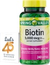 春の谷Biotin 5000のmcg 240の計算、毛皮の釘のための食事療法の補足、Lual's 45の糖尿病のDecodedの女性の束のための毛損失のための毛のビタミン