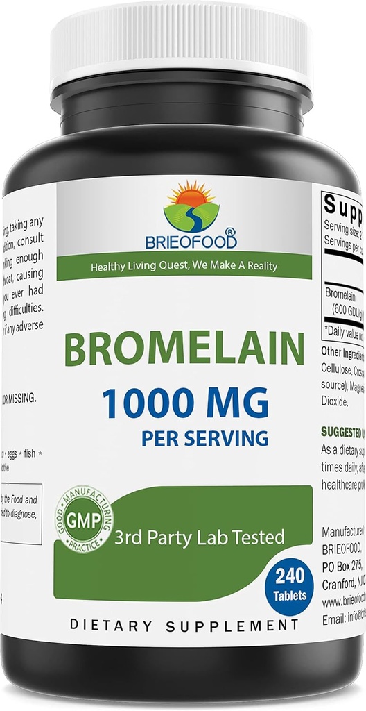 給餌240錠あたりのブリオフードのBromelain 1000mg - Proteolytic消化酵素-サポート健康な消化、共同健康、栄養素の吸収
