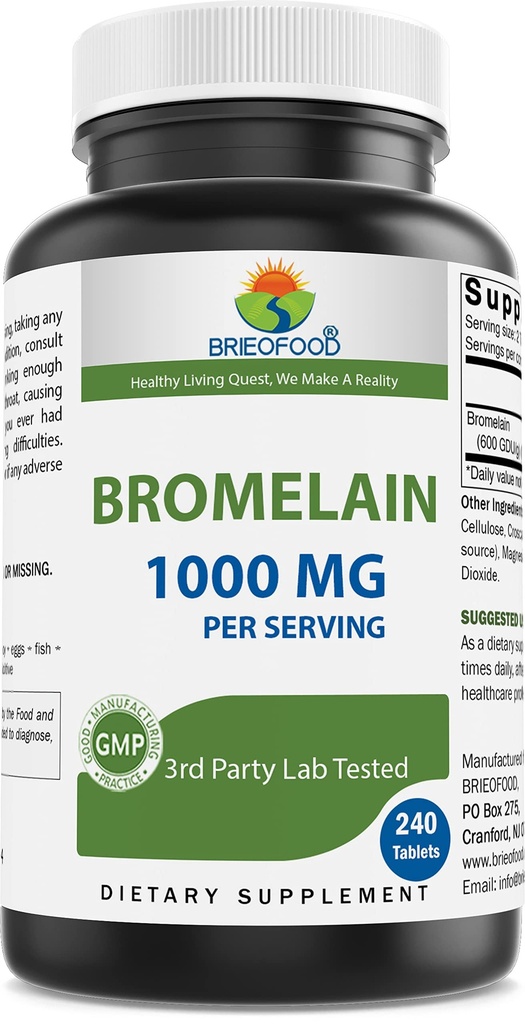 給餌240錠あたりのブリオフードのBromelain 1000mg - Proteolytic消化酵素-サポート健康な消化、共同健康、栄養素の吸収