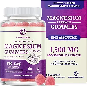 マグネシウムのクエン酸塩のグミ | カルム、リラクゼーション及び消化のための余分強さ | 大人のための高い吸収のマグネシウムのグミ | 完全菜食主義者、非GMO | ラズベリーの味Magのガミー | 60 Ct、1か月の供給
