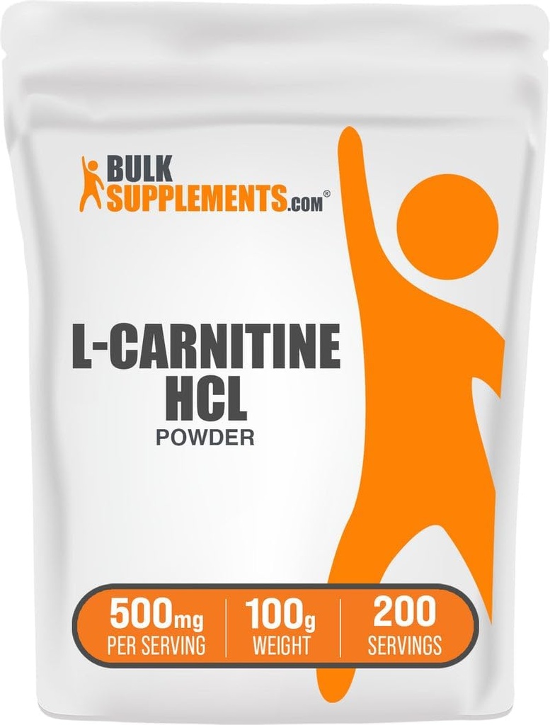 BulkSupplements.com L-Carnitine HCl Powder - Carnitine Supplement, Carnitine Powder, L-Carnitine 500mg - Unflavored & Gluten Free, 500mg per Serving, 100g (3.5 oz) (Pack of 1)