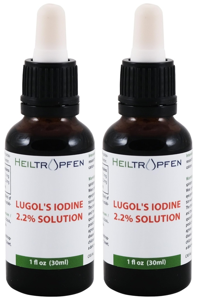 2X 2.2% Lugolのイオジンの解決2x1 Fl Oz - 2x30 ml | 薬剤の等級の原料 | ヨウ素およびカリウムのイオダイドとなされるLugolsの解決 | 2本のびんのセット | Heiltropfen®