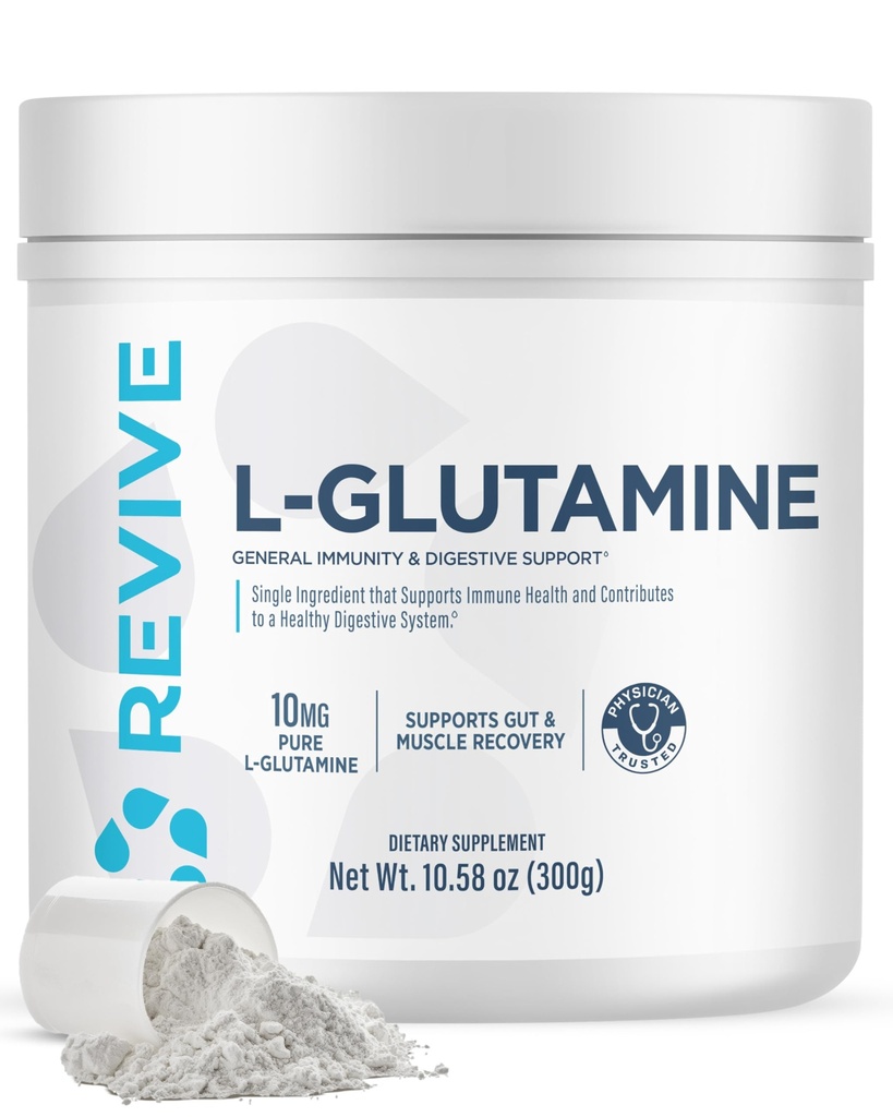 Revive Gut L-グルタミンパウダーMD - 筋肉の回復と大人のための免疫システムブースター - 消化の健康を促進し、筋肉の痛みを軽減 - 免疫と消化ビーガン純粋なLグルタミンサプリメント