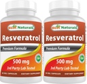ベストナチュラルズ2パックレスベラトロールコンプレックス500mg 60ベジーカプセルグレープスキン、レッドワイン、ケルセチン - グルテンフリー&非GMO - (合計120カプセル)