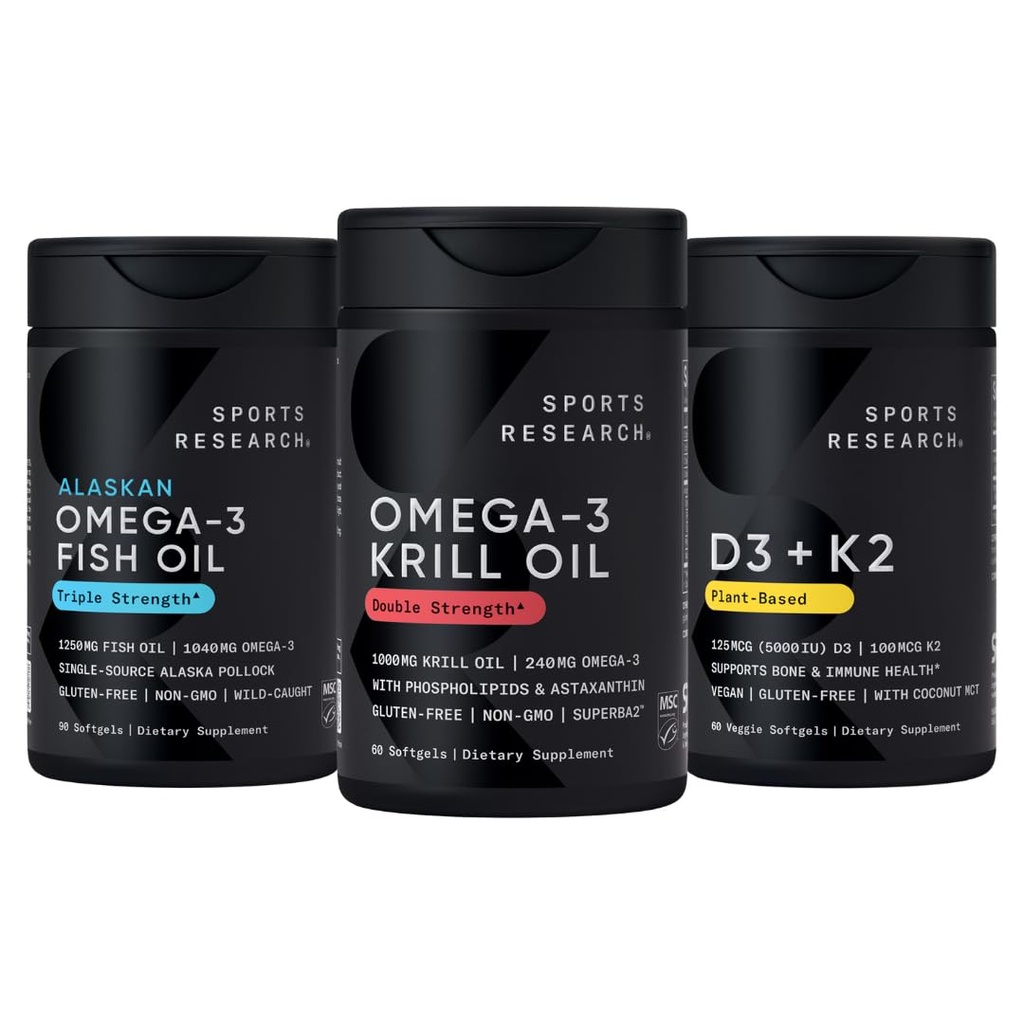 スポーツの研究のFospholipids、コリン及びアスタキサンチン、三重強さOmega 3の魚油の単源のワイルドAlaskaのPollock 1250mg、ビタミンD3 K2のAntarctic KrillオイルOmega 3 1000mg (二重強さ)