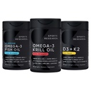 スポーツの研究のFospholipids、コリン及びアスタキサンチン、三重強さOmega 3の魚油の単源のワイルドAlaskaのPollock 1250mg、ビタミンD3 K2のAntarctic KrillオイルOmega 3 1000mg (二重強さ)