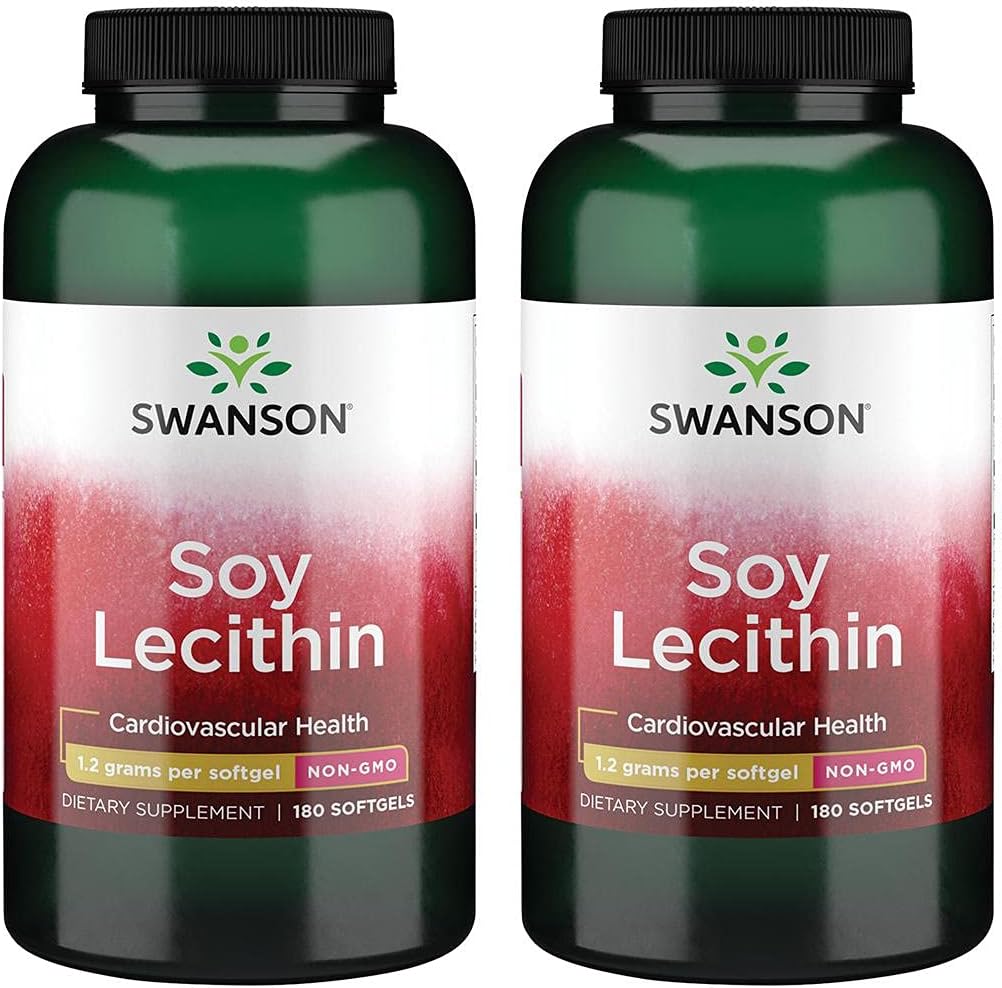 Swanson Premium Brand Soy Lecithin Non-GMO 1.2 g 180 Sgels 2 Pack