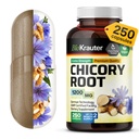 BIO KRAUTER Chicory 繊維の補足 - 1200 の mg の強さ- 250 の計算- Chicory の根の粉-消化器サポートのためのインリンのカプセル- ビーガン