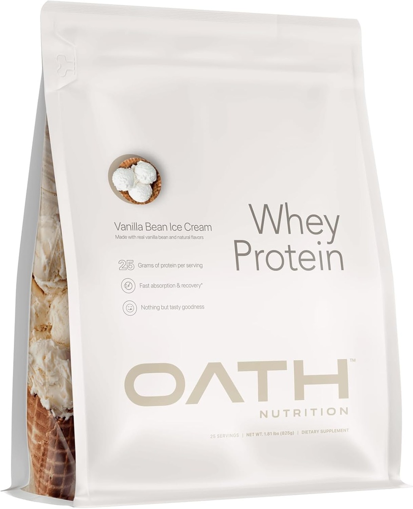 OATH NUTRITIONの乳蛋白質の粉、バニラ豆のアイス クリーム、蛋白質の25グラムおよび1回のサービングごとの砂糖の1グラムだけ、2ポンド、25のサービング