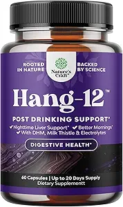 Nighttime Liver Detox & Hydration Pills - Pre and Post Drinking Recovery Liver Support Supplement for Better Mornings with DHM Dihydromyricetin Milk Thistle Extract and Electrolytes (60 Capsules)