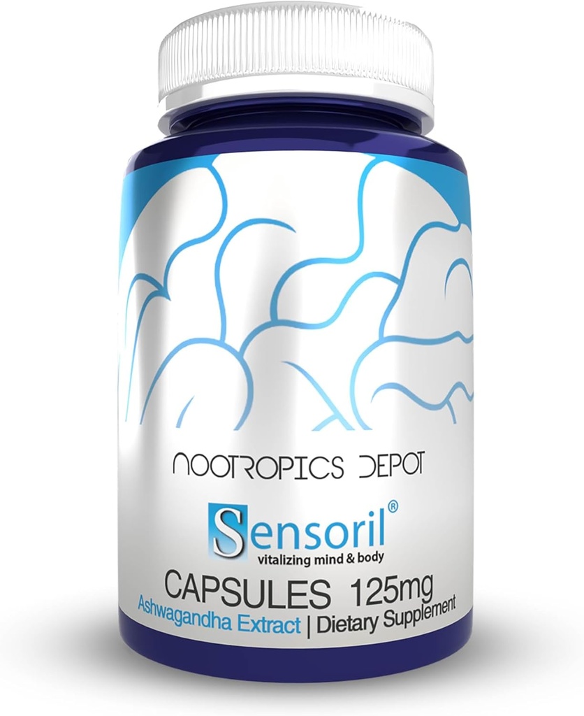 Nootropics Depot Sensoril Ashwagandha カプセル | 125mg | 180 Ct. | Ayurveda サプリメント | 標準化されたwithania somnifera エキス | 健康なエネルギー、精神的認知症 + 心血管の健康をサポート