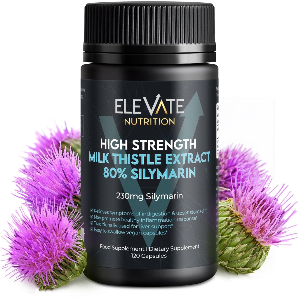 ELEVATE NUTRITIONのミルクのこの薬 - 288のmg、80%のシリマリンのエキス - 120のビーガンカプセル - 栄養補助食品 - 肝臓機能を維持するのに役立ちます & 消化の快適さ