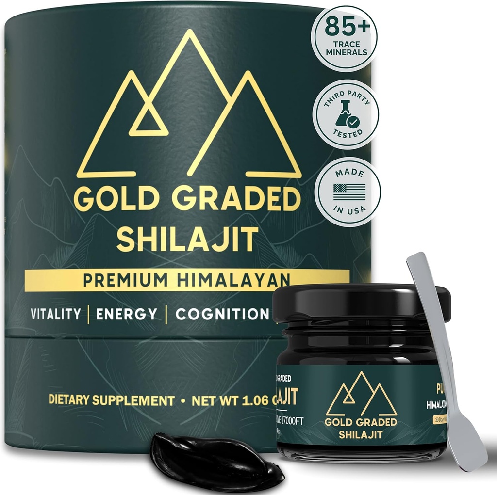 Shilajit Resin | 500mg High Potency, Shilajit Pure Himalayan Organic, 85+ Trace Minerals & Fulvic Acid | Shilajit for Energy & Immune Support | Gold Grade Shilajit, Shilajit for Men & Women | 30g