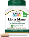 21st Century Lion's Mane 2,100 mg, Plus ブラックペッパーエキス, ベジタリアンカプセル, 60 カウント