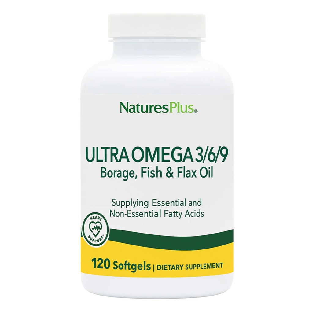 Natures Plus Ultra Omega 3 6 9-1200 mg, 120 Softgels - Borage Oil, 魚油, 亜麻油サプリメント - グルテンフリー - 120 サービング