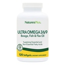 Natures Plus Ultra Omega 3 6 9-1200 mg, 120 Softgels - Borage Oil, 魚油, 亜麻油サプリメント - グルテンフリー - 120 サービング