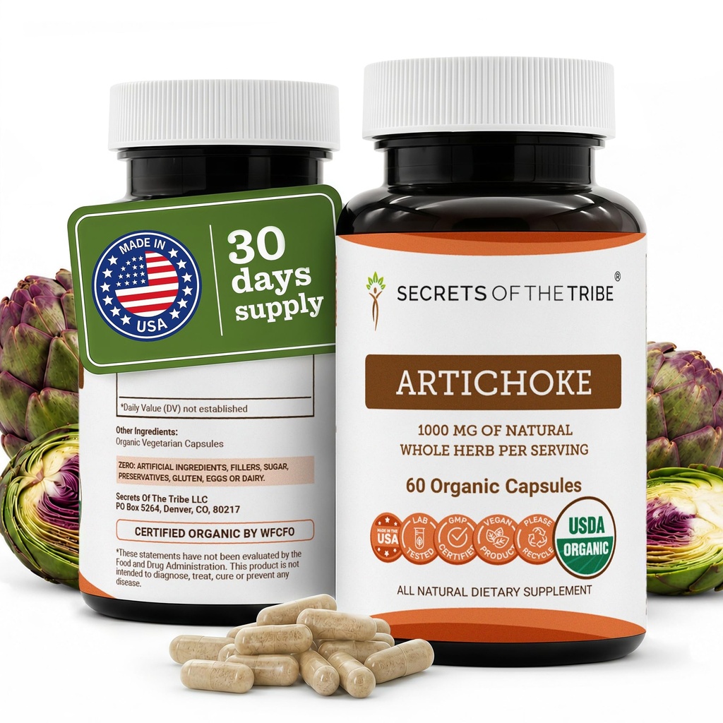 トライベアーティチョークの秘密 60 カプセル, 1000 mg, アーティチョーク (Cynara scolymus) 乾燥葉 (60 カプセル)