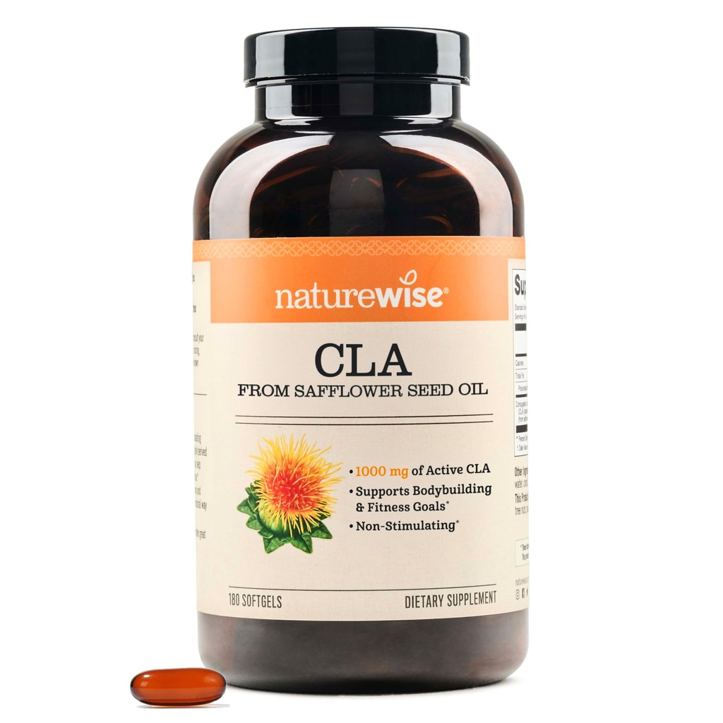 NatureWise CLA 1250 - 女性と男性のための結束リン酸のサプリメント, 刺激しない, 健康的な体重をサポート, フィットネス目標 - 非GMO, グルテンフリー - 180 Softgels[2ヶ月の供給]