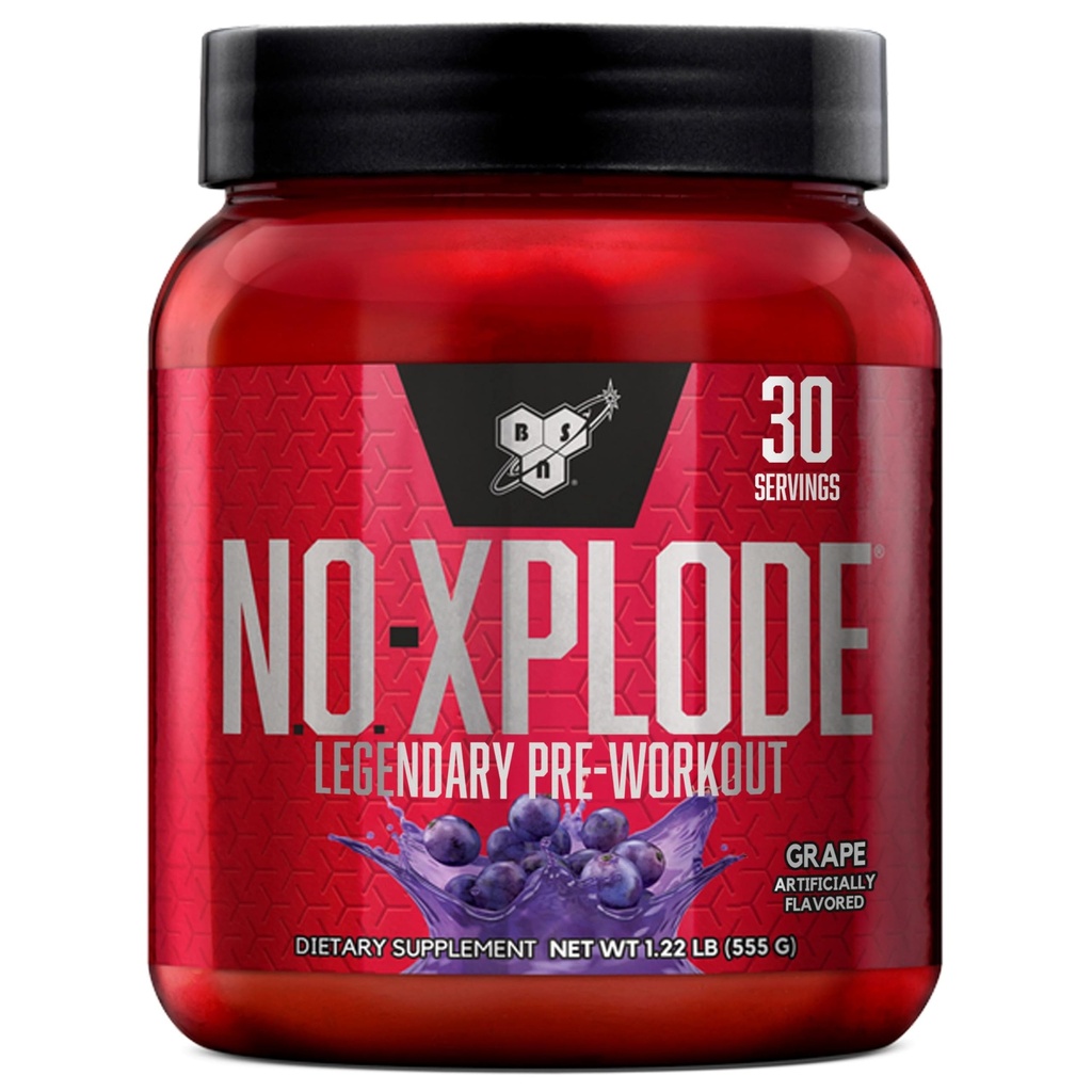 BSN N.O.-XPLODEプレワークアウトパウダー、クレアチンとベータアラニンと女性のためのエネルギーサプリメント、味:グレープ、30サービング