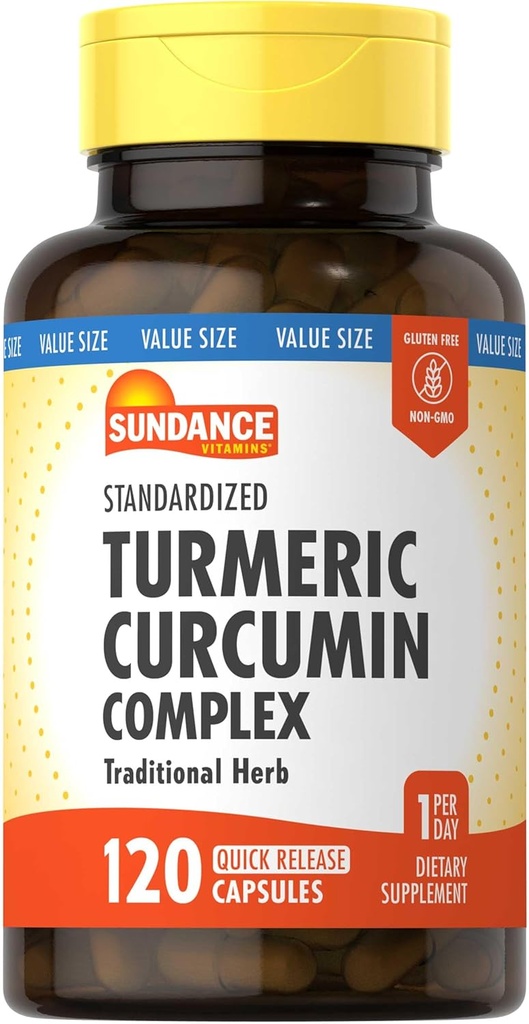 Sundance Turmeric Curcumin Complex | 120 Capsules | with Black Pepper Extract | Traditional Herb | Non-GMO and Gluten Free Supplement