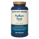 Nature's Wonder Psyllium Husk 500 mg カプセル消化の健康、植物ベースの繊維、200 カウント
