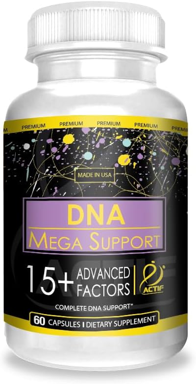 ACTIF DNA メガ サポート 15 + 高度なファクター - 非GMO、高速機能、米国製、60 カウント