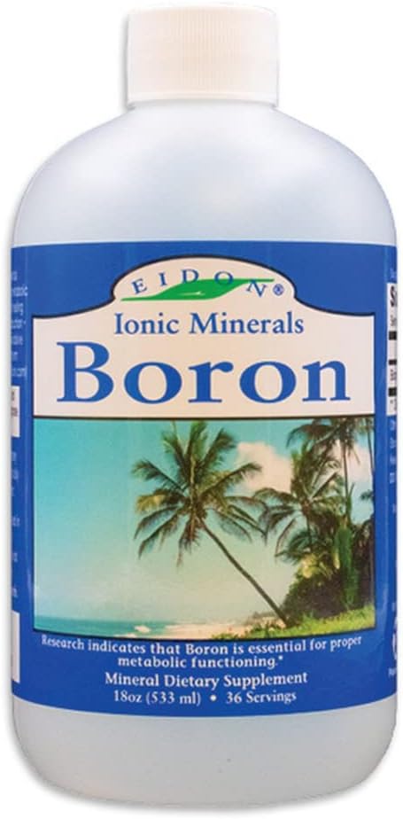 Eidon Liquid Boron Drops - Ionic Mineral Boron Supplement, Essential Element to Support Brain Health, Bioavailable, No Preservatives or Additives - 18 oz