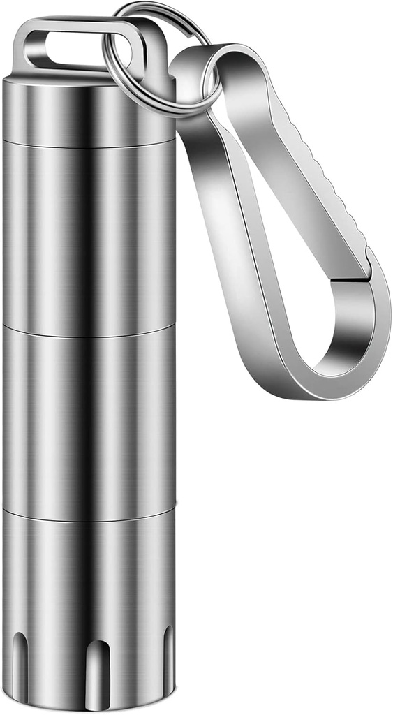 TISURのチタニウムの小さい丸薬のホールダーのKeychainの携帯用丸薬の箱は丸薬、ビタミン、魚油、補足を握るためにPill箱の容器のキャリアを防水します