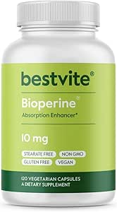 Bioperine 10mg (120 Vegetarian Capsules) - No Stearates - Vegan - Non GMO - Gluten Free - Absorption Enhancer