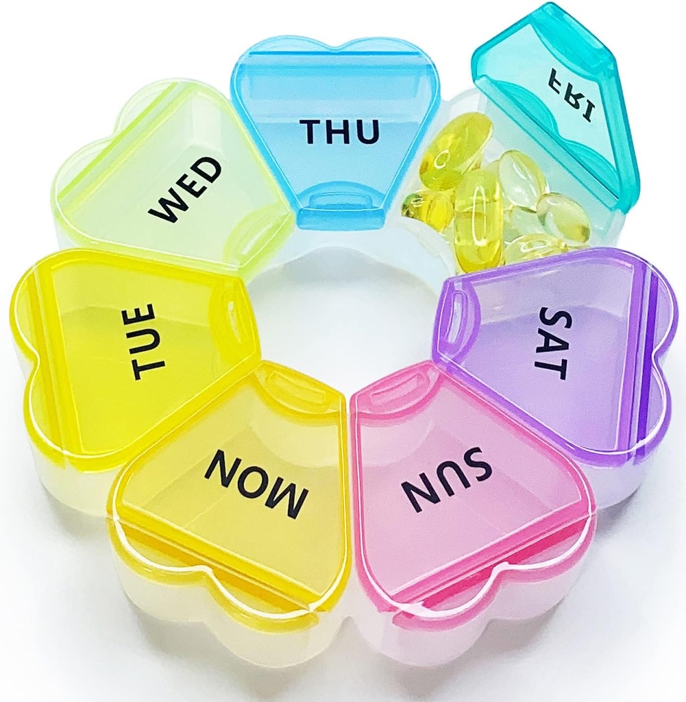 MOLN HYMYの大きい週刊の丸薬箱 7 日、丸薬の箱のオルガナイザー 1 日、フローラル ピルの容器 1 日、ビタミン/魚油/徴候/補足のためのきれいな薬ディスペンサー