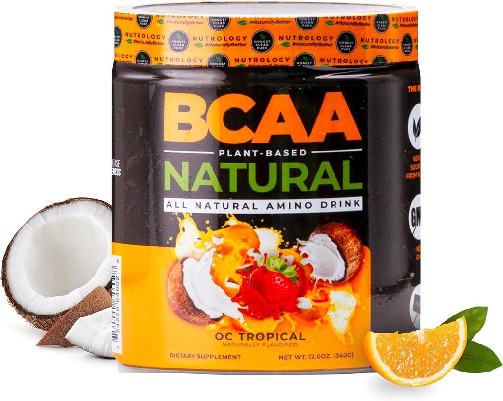 栄養学 BCAA 自然 - 植物は BCAA の粉、オレンジココナッツ味、最適化された 2:1 比率 アミノ酸 プレワークアウト ・ ポストのワークアウトの回復、ビーガン、グルテンフリー、非 GMO、30 のサービングを基づかせていました