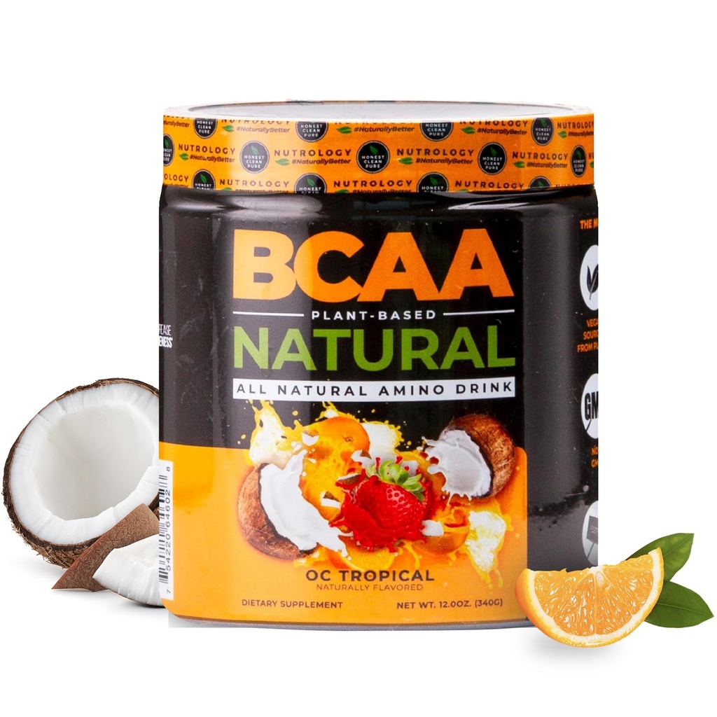 Nutrology BCAA 自然 - 植物は BCAA の粉、オレンジココナッツ味、最適化された 2:1 比率 アミノ酸 プレワークアウト ・ ポストのワークアウトの回復、ビーガン、グルテンフリー、非 GMO、30 のサービングを基づかせていました
