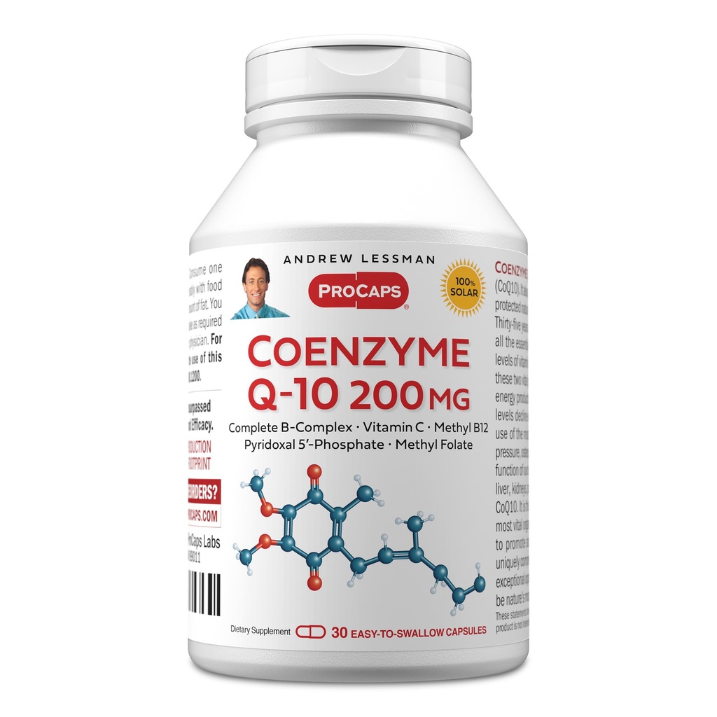ANDREW LESSMAN Coenzyme Q-10 200mg 30カプセル - エネルギー生産と最適キーオーガン機能、アンチ酸化防止サポート、老化、プラスBコンプレックスで枯渇。 カプセルを飲みやすい
