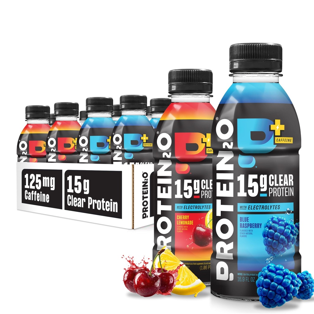 Protein2o 15gの健康な蛋白質の隔離された水和の飲み物プラスのエネルギー及び焦点、電解質の350mg、ビタミンB5及びB6の砂糖は、エネルギー多様性のパック、16.9のozのびん放します(12のパック)