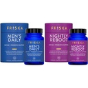 FRISKA メンズ&ナイトリープロバイオティックバンドル | 消化酵素&プロバイオティクスサプリメント | 男性&ナイティム 消化&ブロッティングサポート | ボトルあたり30カプセル