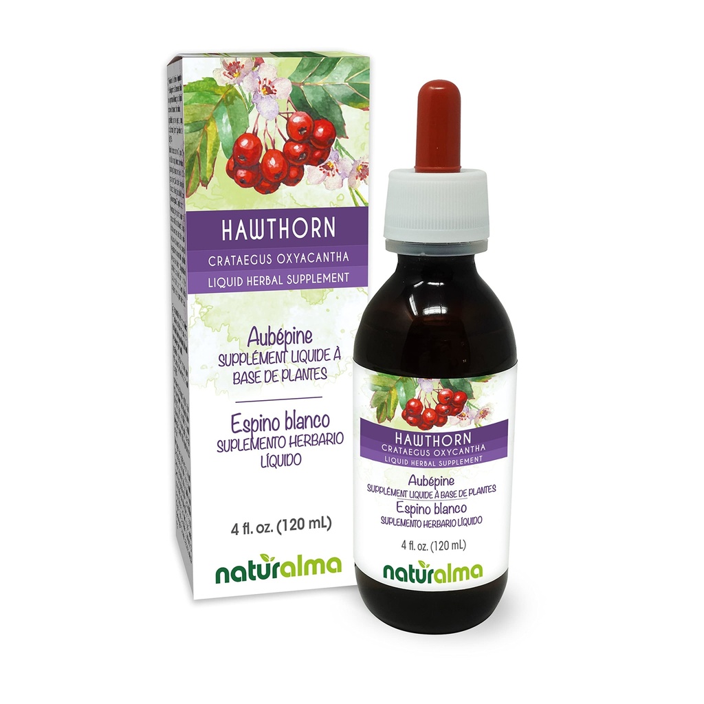 ナチュラルマ・ホーソーン(Crataegus oxyacantha) 葉と花のアルコールフリーのチンキ - 4 fl oz 液体抽出物をドロップ - ハーブサプリメント - ビーガン