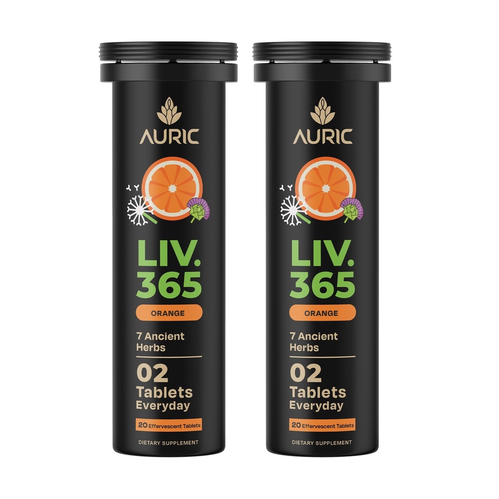 Auric Herbal Liverサポートサプリメント | ミルクアザミ(シリマリン)、ターメリック、ガーリック、ジンジャー・フォー・レバーヘルス | アドバンスト・デトックス&クレンジング・フォーミュラ for Active Liver | 40錠 | プラントベースグルテンフリー
