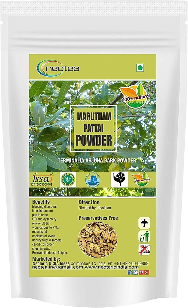 neotea Marutham Pattai Powder | 有機アルジュナ・バルクパウダー | ターミナルア・アルジュナ | Ayurvedic Heart Health Powder 300 GM