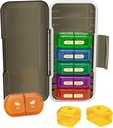 週刊ピルオーガナイザー2日、湿気防止、取り外し可能なコンパートメント、AM PM Pill Box 2x 7日、Pills/Fish Oil/Medication/Vitamin/Supplements(黒+カラフル)のための旅行ピルオーガナイザー