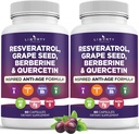 Resveratrol、Berberine、ブドウ種子エキス、Quercetin、N-Acetyl Cysteine、Acaiのエキスが付いている女性および人のためのポリフェノールの補足 - 2-Pack
