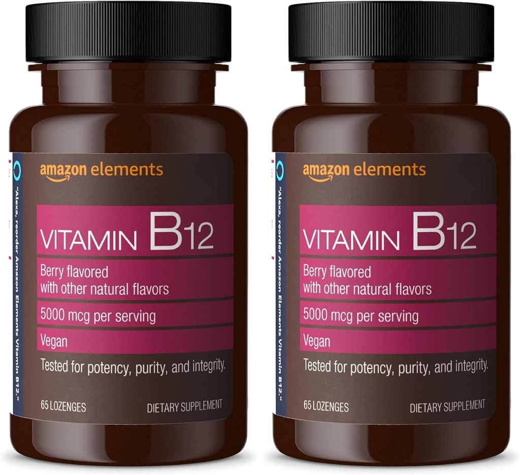 要素 ビタミン B12 の Methylcobalamin 5000 の mcg - 正常なエネルギー生産および代謝、免疫システム サポート - 2 か月の供給、ベリーの風味を付けられた Lozenges、65 の Count (パッケージ 2)